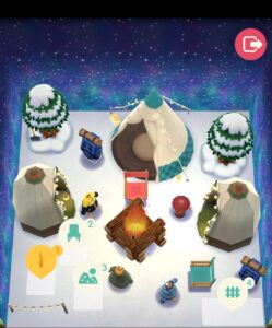 ポケ森のタクミの挑戦状の雪山キャンプ隊の指定家具設置前